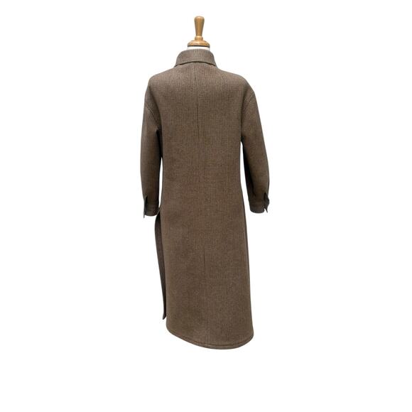 VTG 60s Vera Hicks Side Vent Overcoat Winter Coat M/L 40” Brown Wool Knit Preppy - Picture 6 of 16